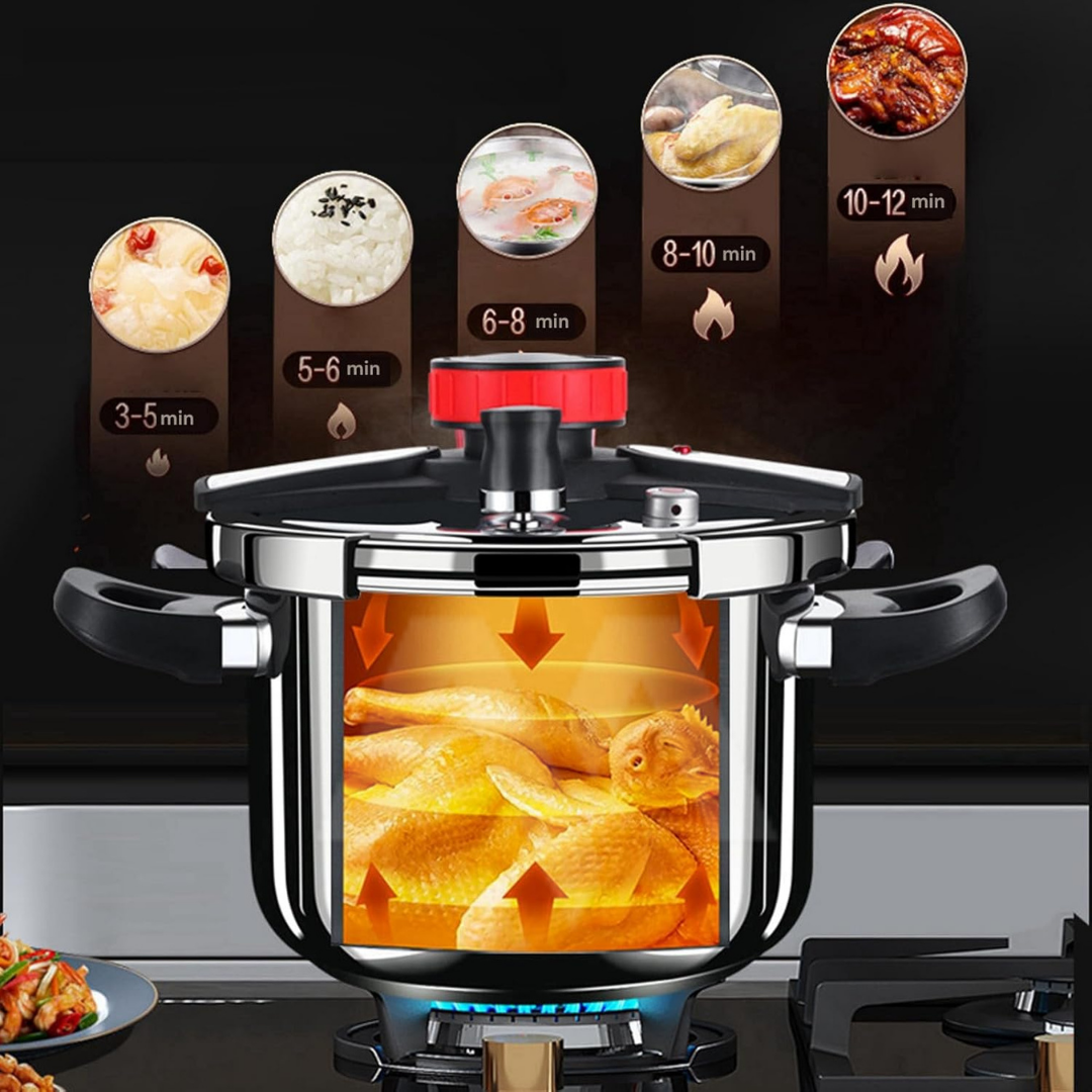 [COMPRE 1 LEVE 2] Panela de Pressão TurboChef Aço Inoxidável - À Prova De Explosões + BRINDE: Kit Utensílios